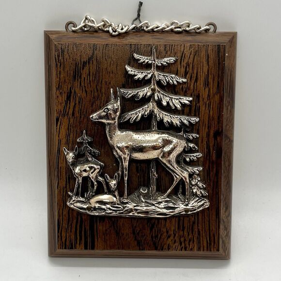 3D Silver Deer Wall Hanging Wood Plaque 5” Cabin Rustic - Picture 1 of 3